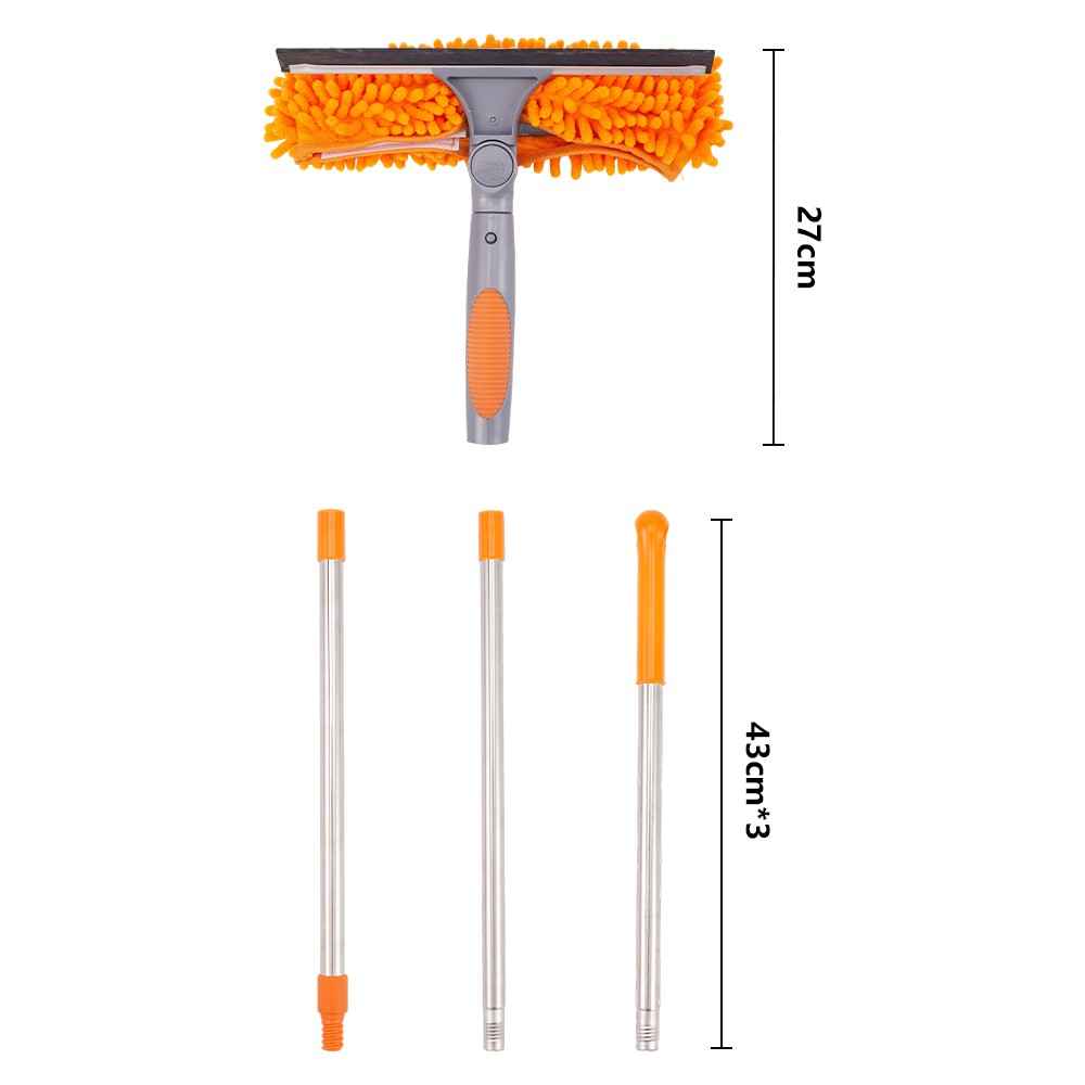 4.3M Long Telescopic Rod 2-in-1 Window Glass Cleaner Wipe & Scraper Cleaning Kit
