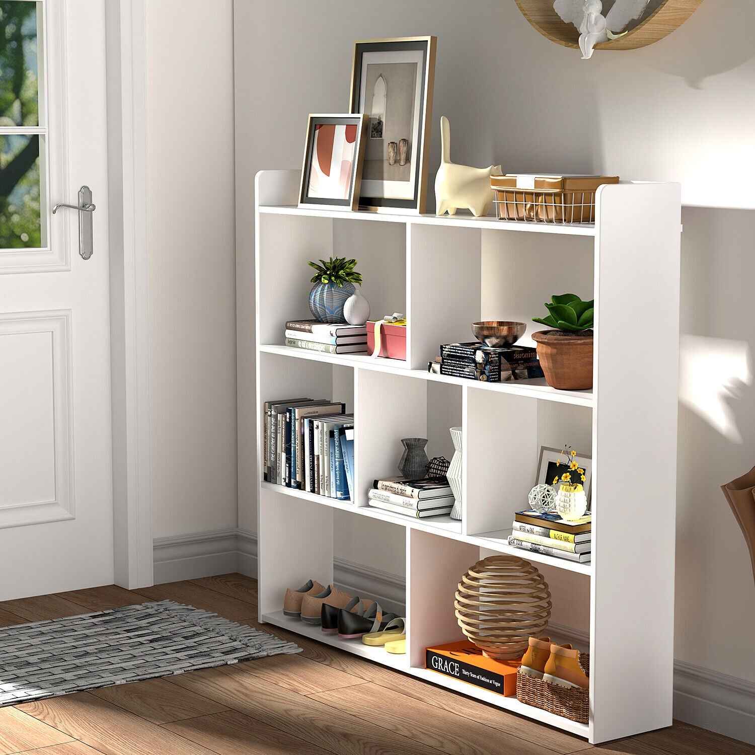 7 Cube Wooden Bookcase Shelving Display Shelves Storage Unit Wood Shelf Bekmgxyr