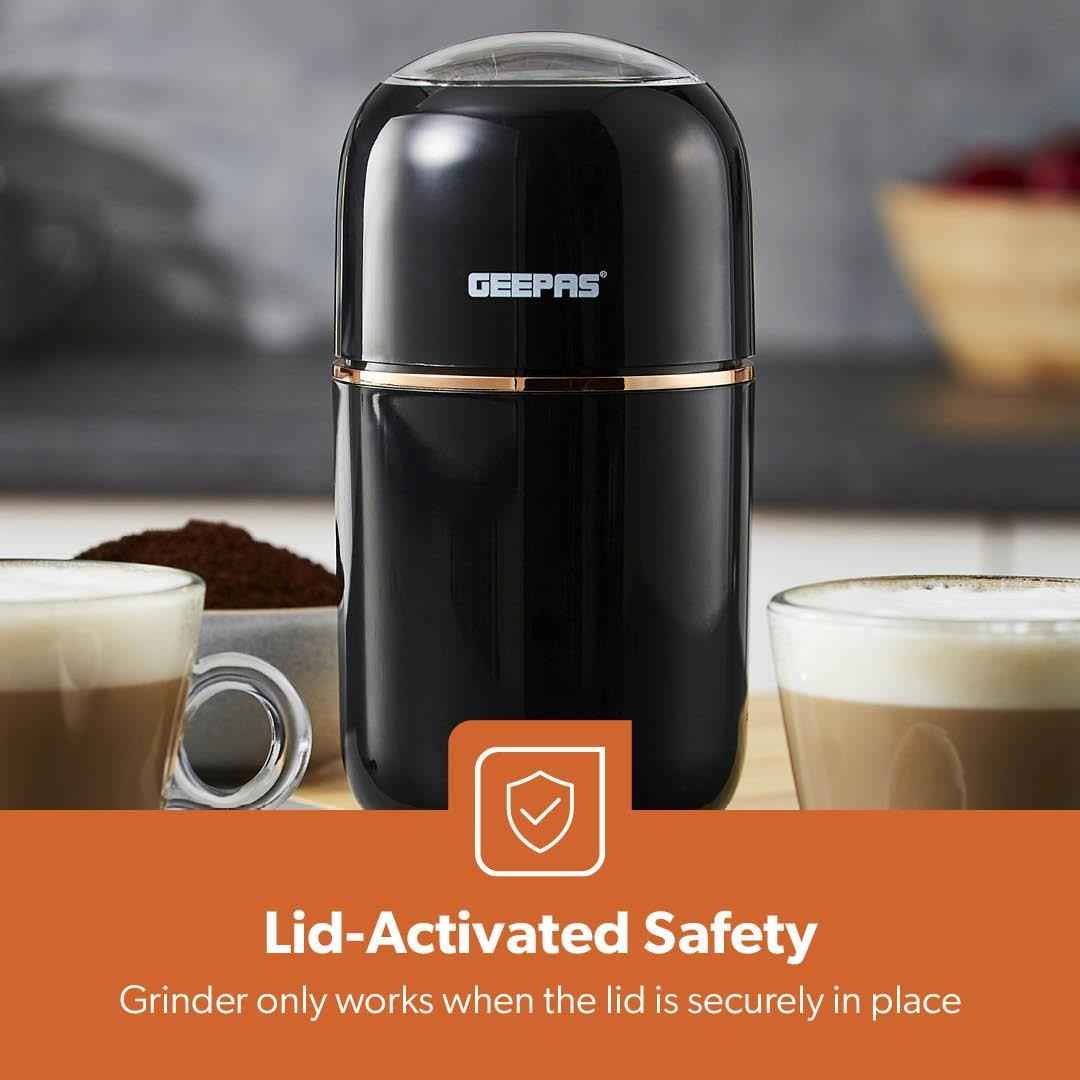 80g Coffee Grinder Stainless Steel Blades Dried Spice Nuts Herbs Mill 200W Black