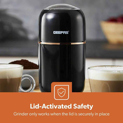 80g Coffee Grinder Stainless Steel Blades Dried Spice Nuts Herbs Mill 200W Black