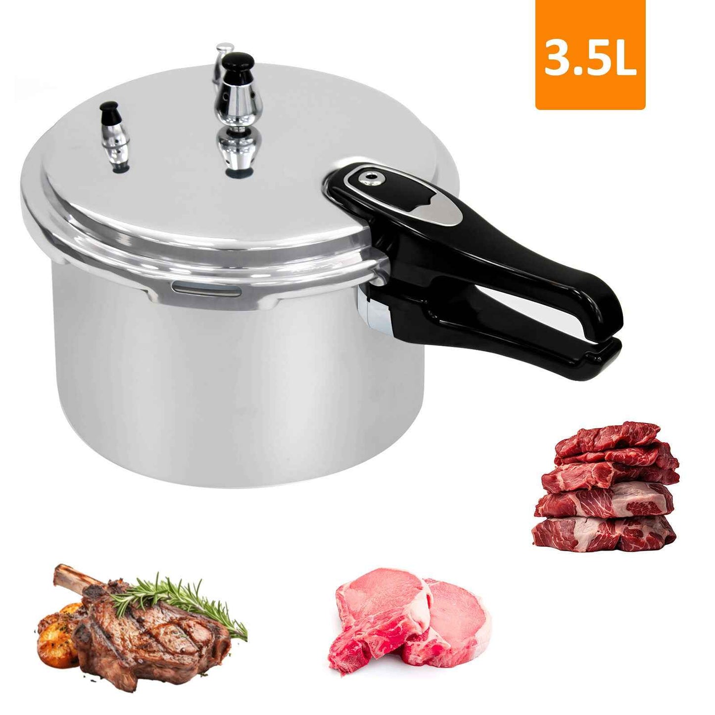 3.5/6/7.5 Litre Dual Handle aluminum Pressure Cooker Kitchen Catering Cookware