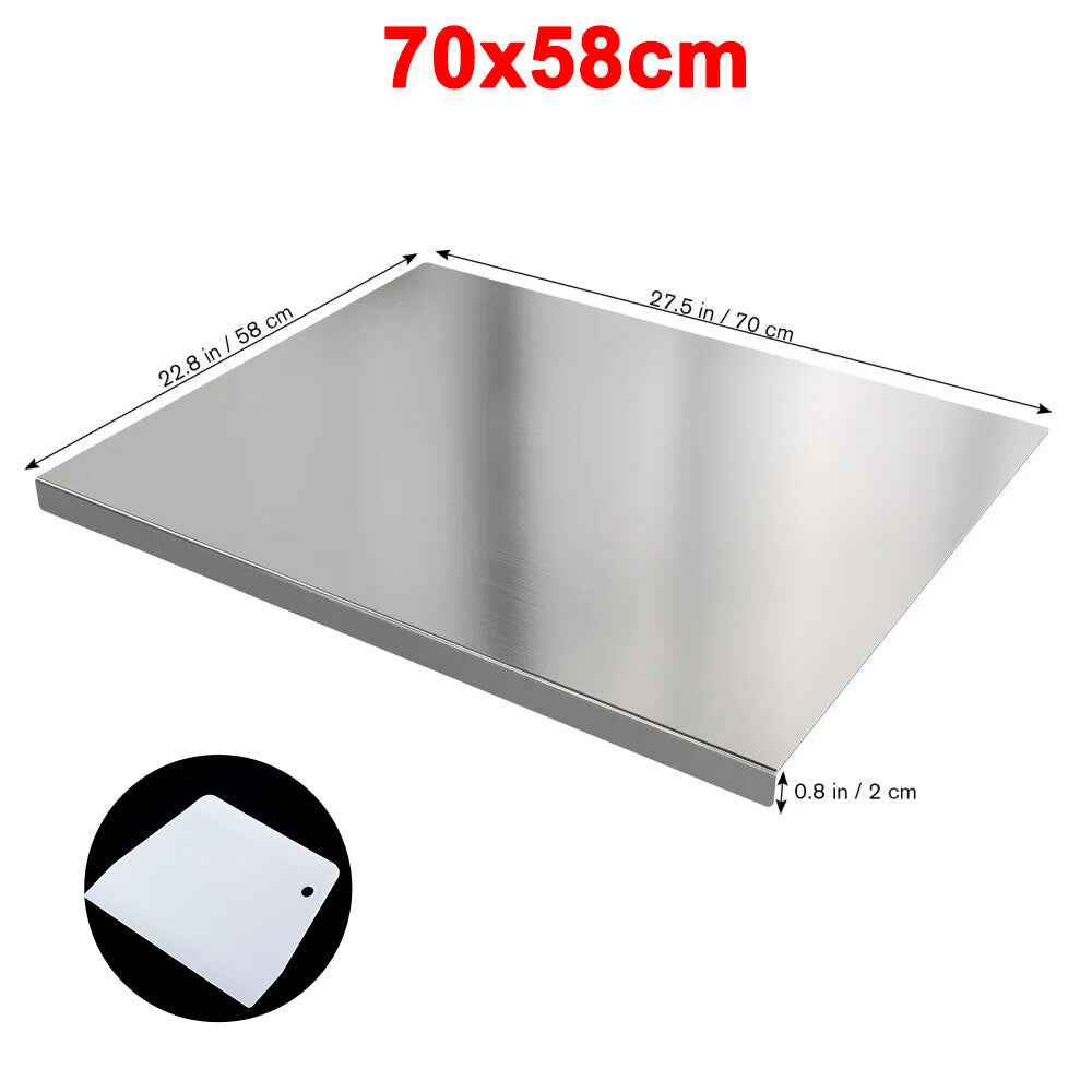 Stainless Steel Cutting Chopping Board Dough Board Meat Bread Kitchen Worktop