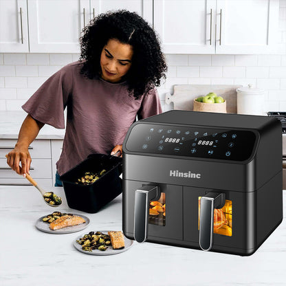 12L Air Fryer Dual Zone Digital Oven Cooker Oil Free Low Fat with 100 Tray Large