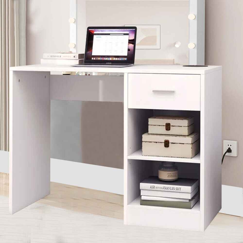 100cm Computer Desk Study Writing Table PC Laptop Desk with Drawer 2 Shelves