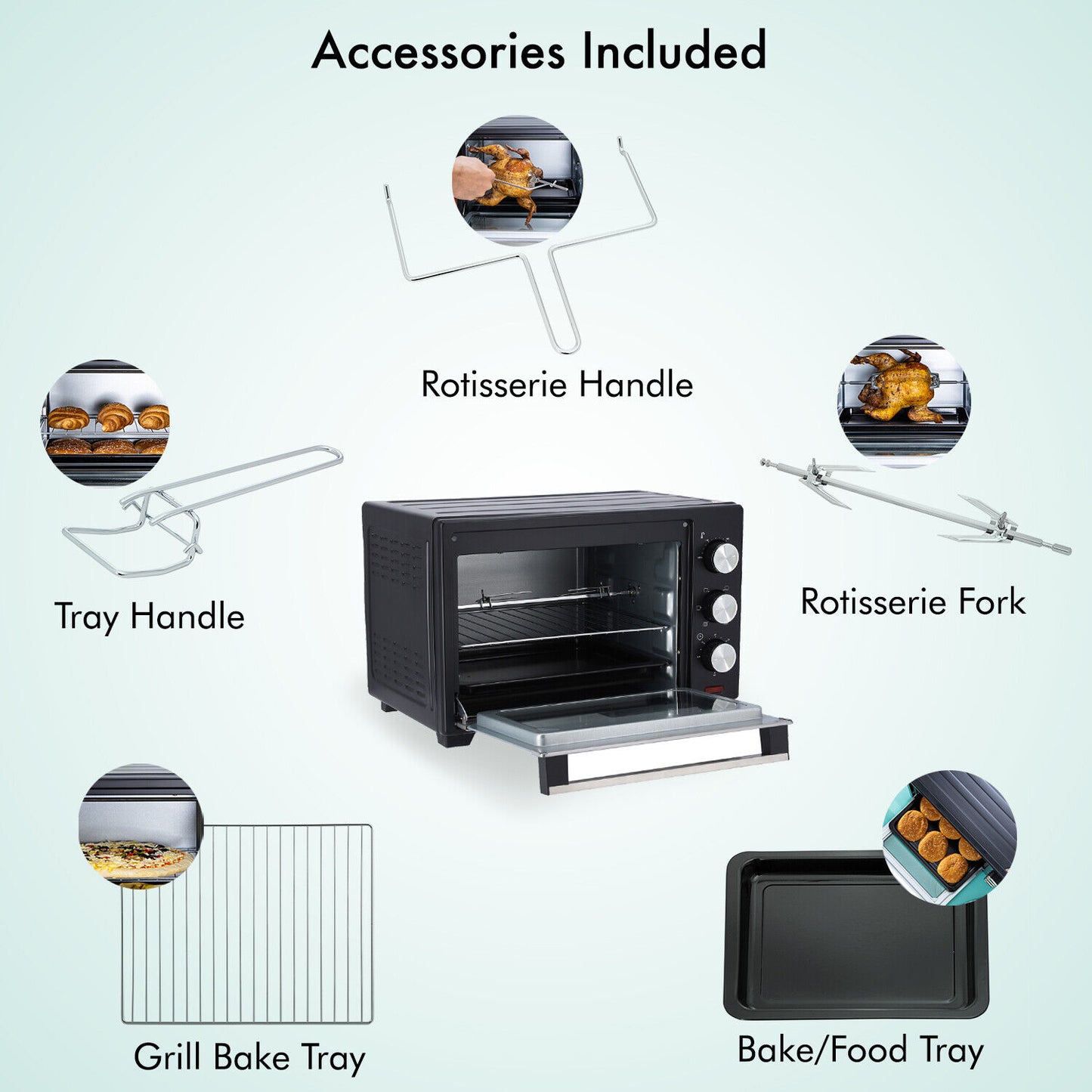 GEEPAS Mini Oven Toaster Grill Tabletop Compact Portable Baking Cooker Electric