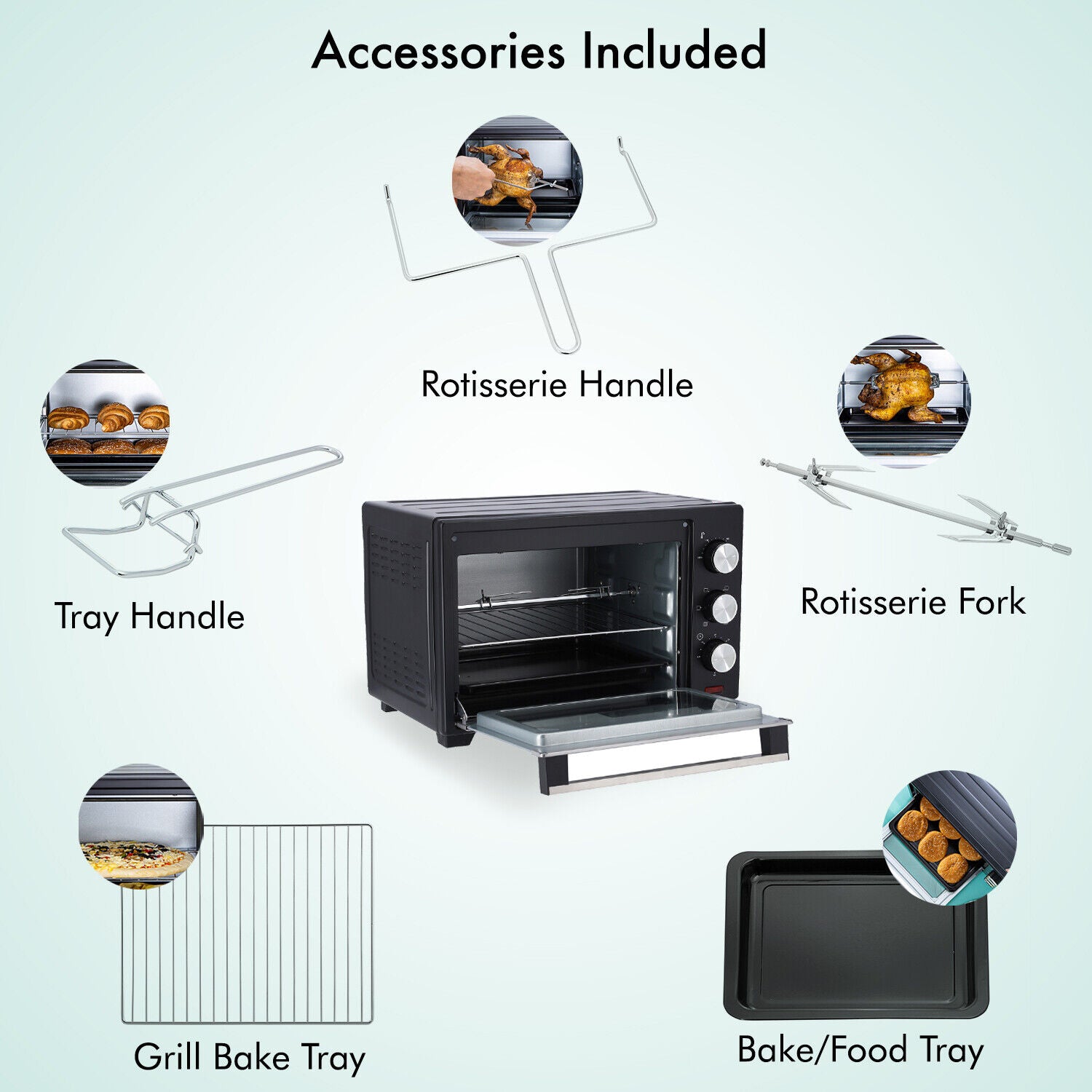 GEEPAS Mini Oven Toaster Grill Tabletop Compact Portable Baking Cooker Electric