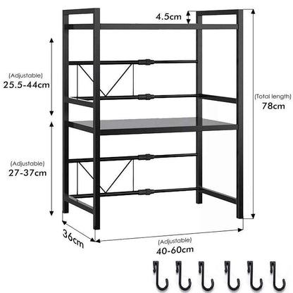 3 Tier Expandable Microwave oven Rack Stand Storage Holder Kitchen Corner Shelf
