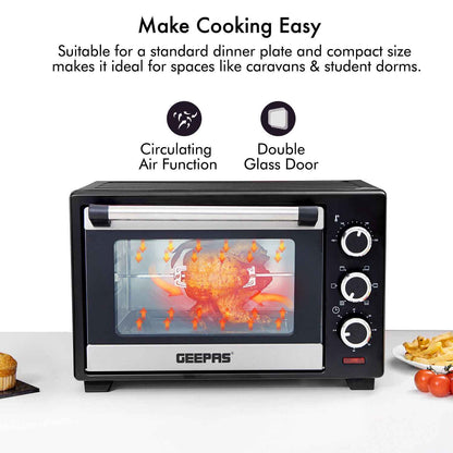 GEEPAS Mini Oven Toaster Grill Tabletop Compact Portable Baking Cooker Electric