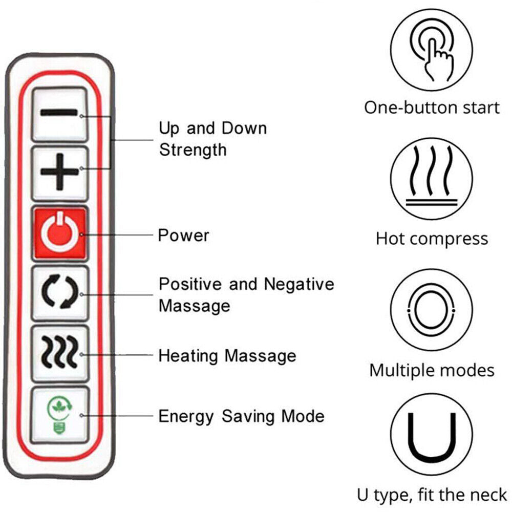 Electric Shiatsu Back Neck Shoulder Massager with Heat Kneading Body Car Home UK