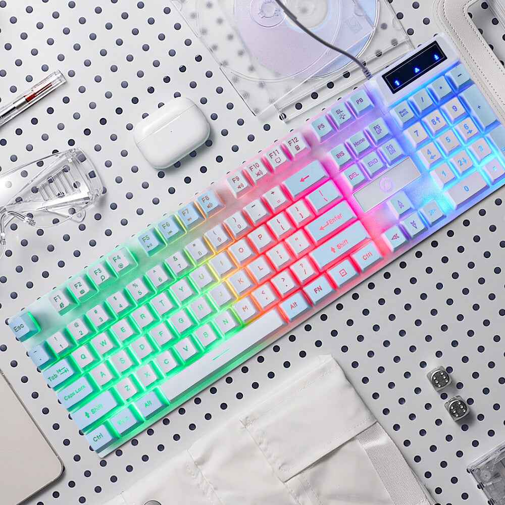 K500 Mechanical Gaming Keyboard 104 Keys USB Wired RGB Backlit Keypad PC Game