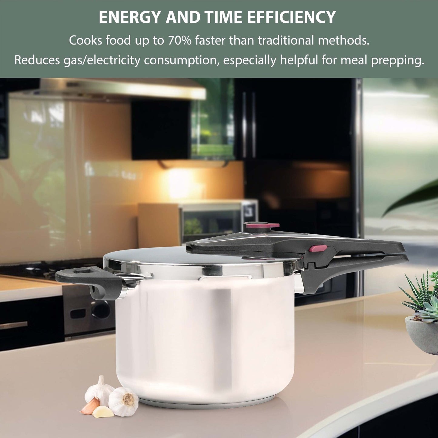 4/6 Litre Dual Handle Stainless Steel Pressure Cooker Kitchen Catering Cookware