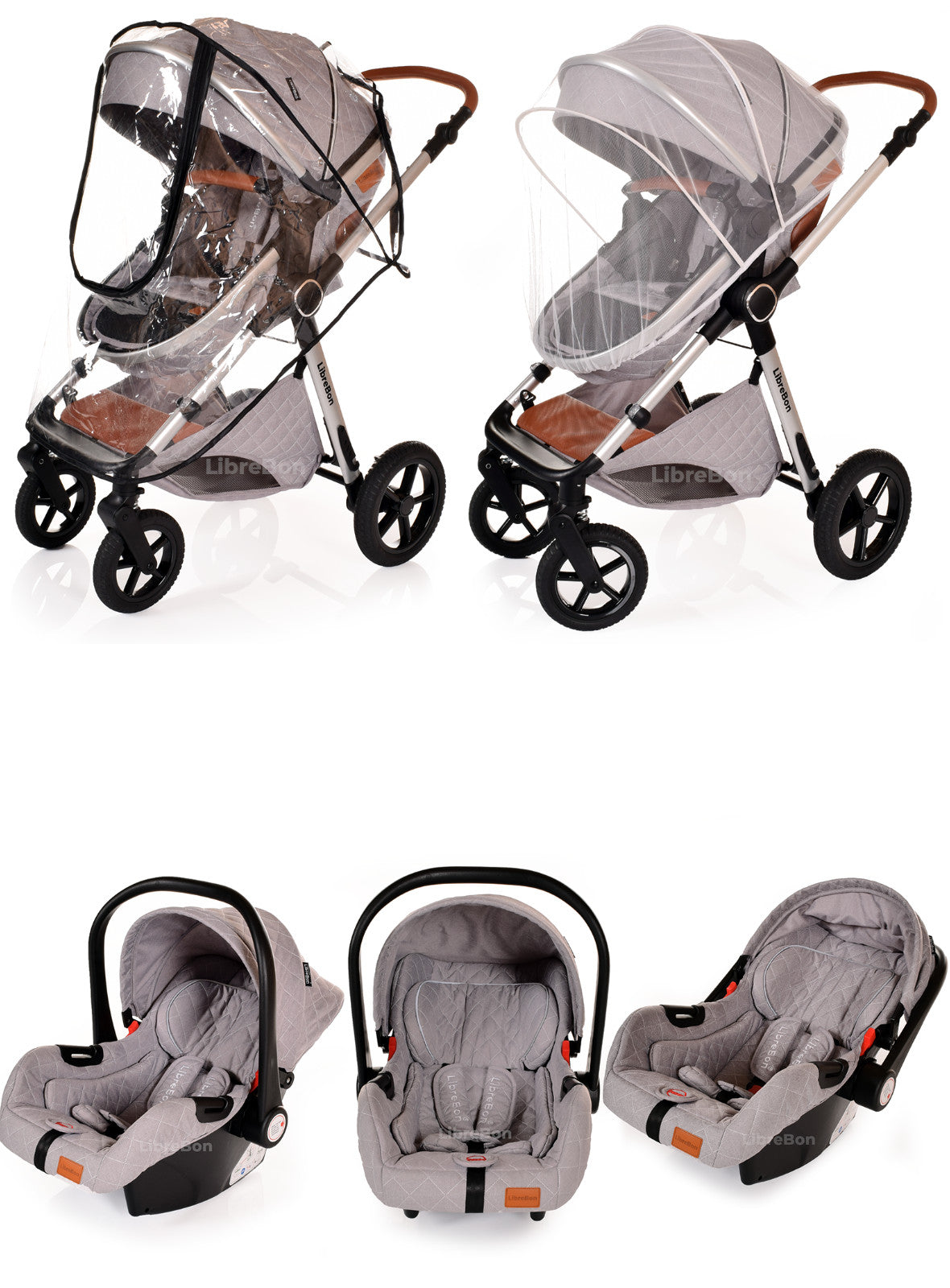 3 in 1 Pram Newborn Baby Buggy Set Travel System with Car Seat Folding Pushchair
