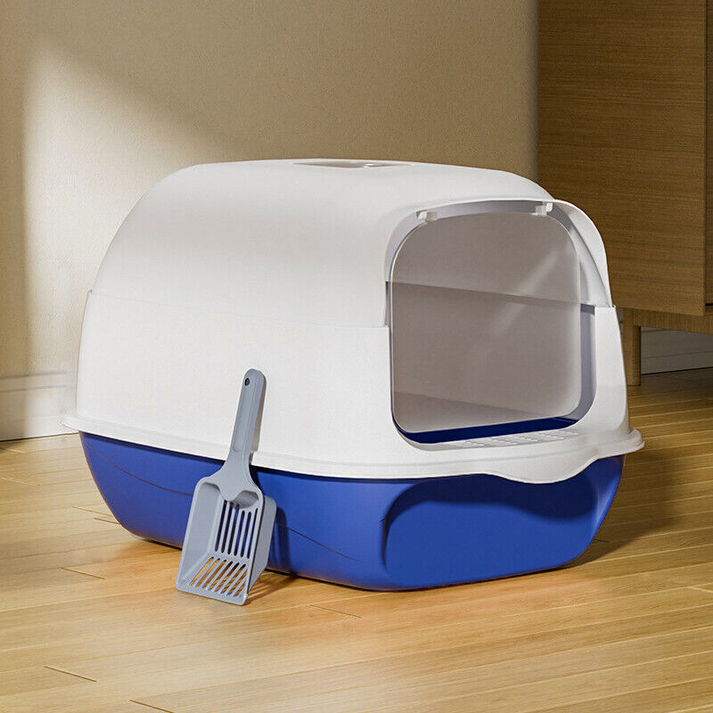 Large Hooded Cat Litter Tray Litter Box Self Cleaning Cat Pan Potty Tray w/ Lid