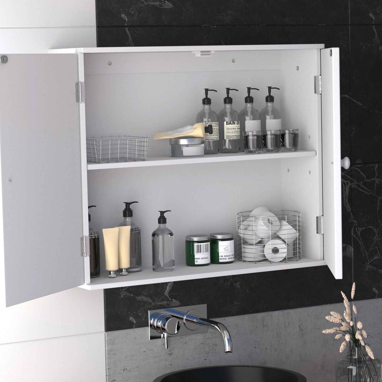 White Bathroom Bedroom Cabinet Shelf Cupboard Storage Unit Free Standing Floor