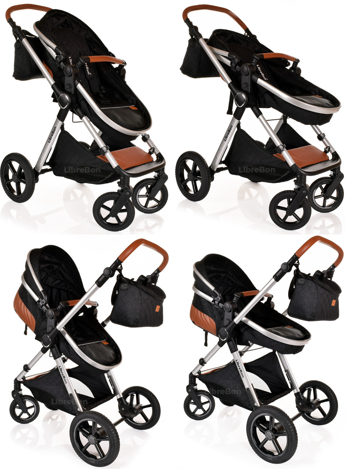 3 in 1 Pram Newborn Baby Buggy Set Travel System with Car Seat Folding Pushchair