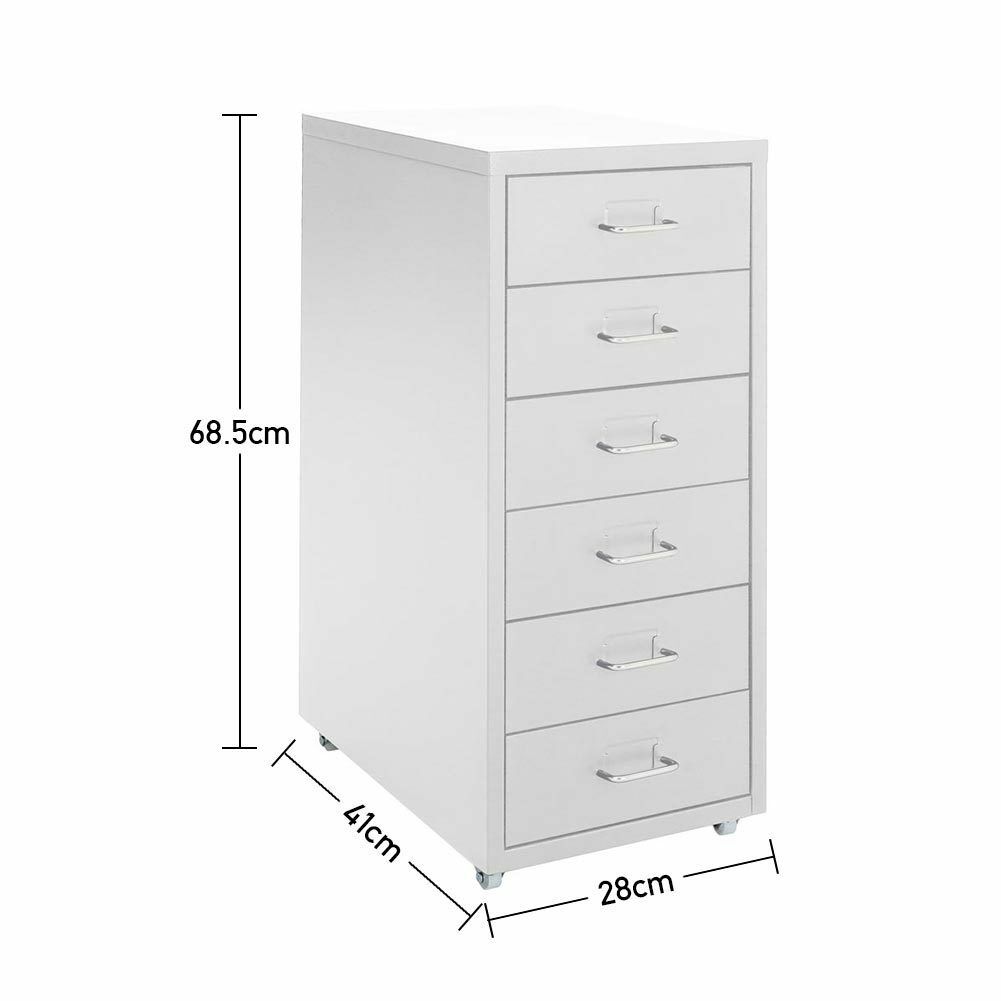 3/5/6/8 Drawers Mobile Metal Desk Office Pedestal Storage Filing Cabinets Unit
