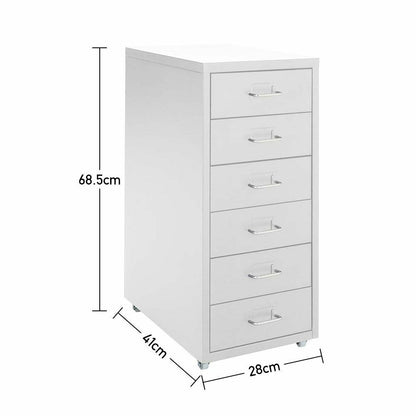 3/5/6/8 Drawers Mobile Metal Desk Office Pedestal Storage Filing Cabinets Unit