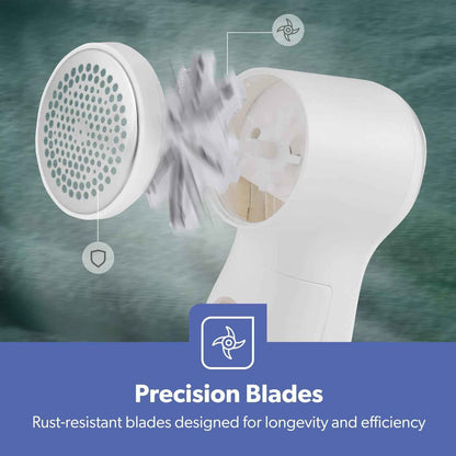 GEEPAS Lint Remover De Bobbler for Clothes Fabric Shaver Battery Operated White