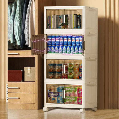 Large Folding Storage Box Stackable Case Cabinet Closet Home Organizer on Wheel