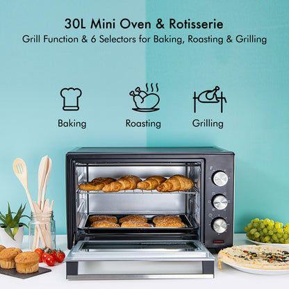 GEEPAS Mini Oven Toaster Grill Tabletop Compact Portable Baking Cooker Electric