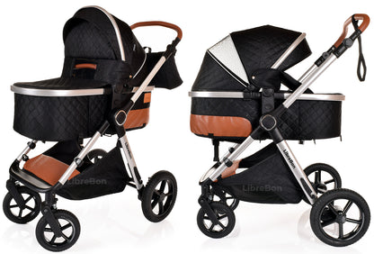 3 in 1 Pram Newborn Baby Buggy Set Travel System with Car Seat Folding Pushchair