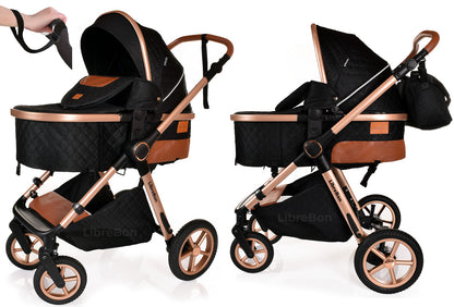 3 in 1 Pram Newborn Baby Buggy Set Travel System with Car Seat Folding Pushchair