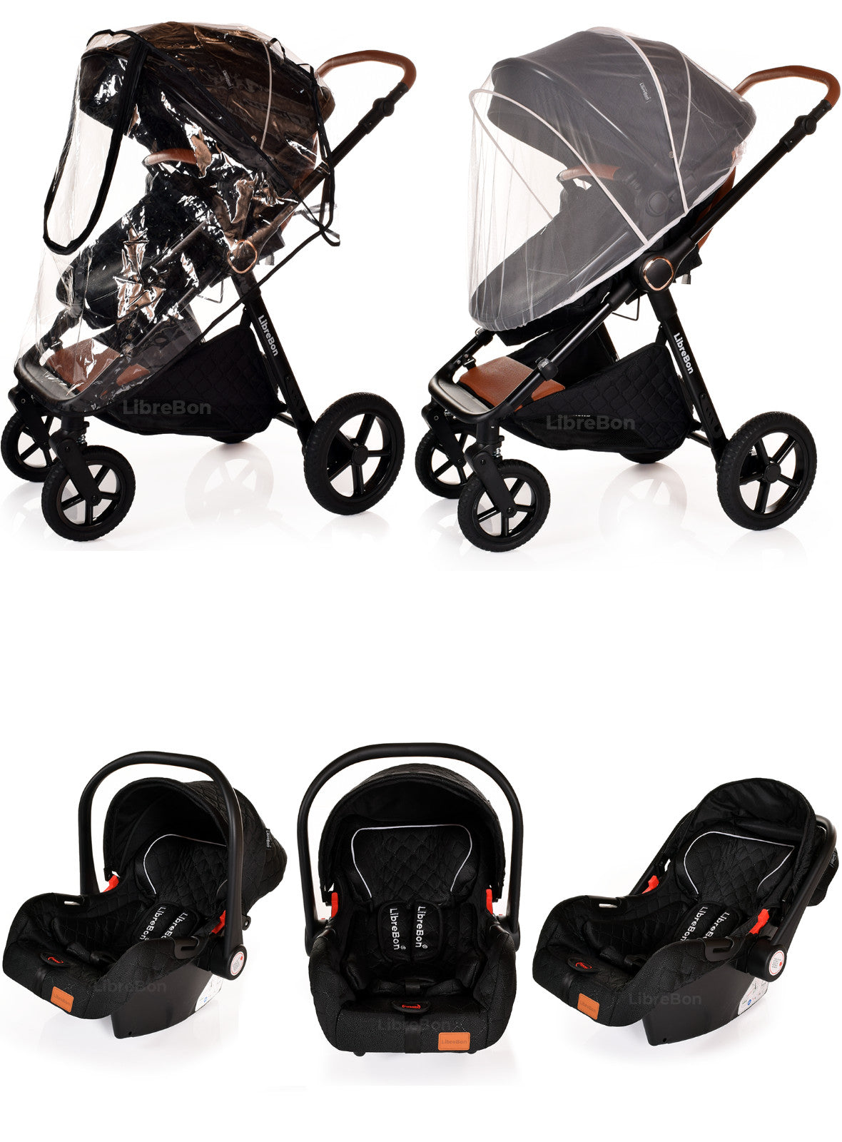 3 in 1 Pram Newborn Baby Buggy Set Travel System with Car Seat Folding Pushchair