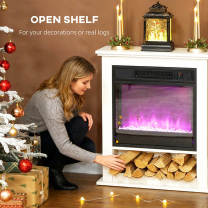 Electric Fireplace with 9 Colours Flame Effect & 5 Brightness Levels, White