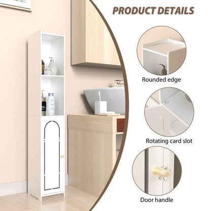 3-Type Freestanding Waterproof Bathroom Cupboard Storage Cabinet with Door White
