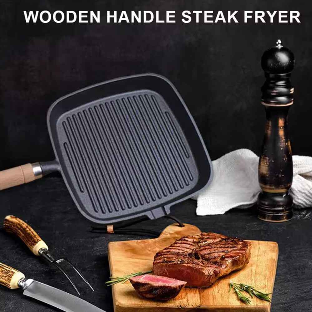 Grill Pan Non Stick Griddle Frying Poring Lips Induction Skillet Cooking Steak