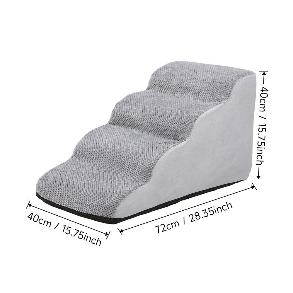 3/4/5 Steps Dog Stairs Pet For Bed Sofa Cats Ladder Ramp With Removable Cover UK