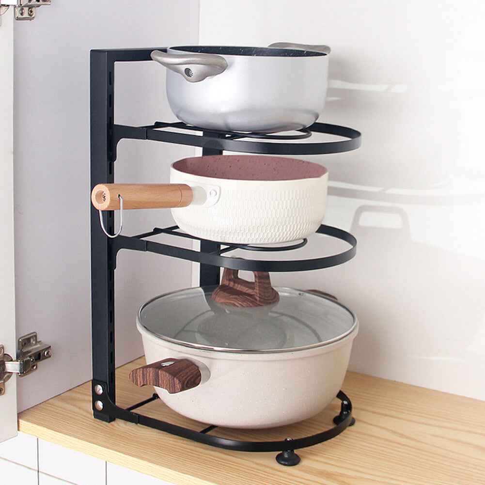 2/3/4 Tier Kitchen Pot Pan Saucepan Storage Rack Holder Organiser Stand Shelf UK