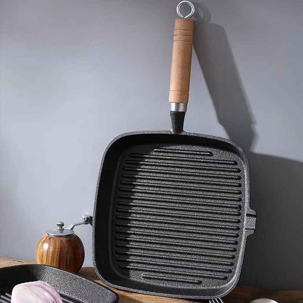 Grill Pan Non Stick Griddle Frying Poring Lips Induction Skillet Cooking Steak