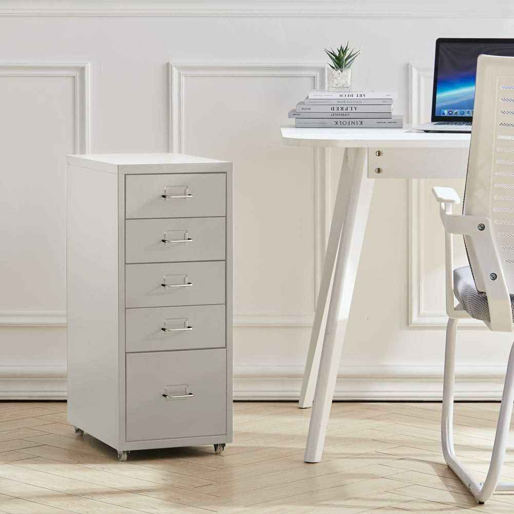3/5/6/8 Drawers Mobile Metal Desk Office Pedestal Storage Filing Cabinets Unit