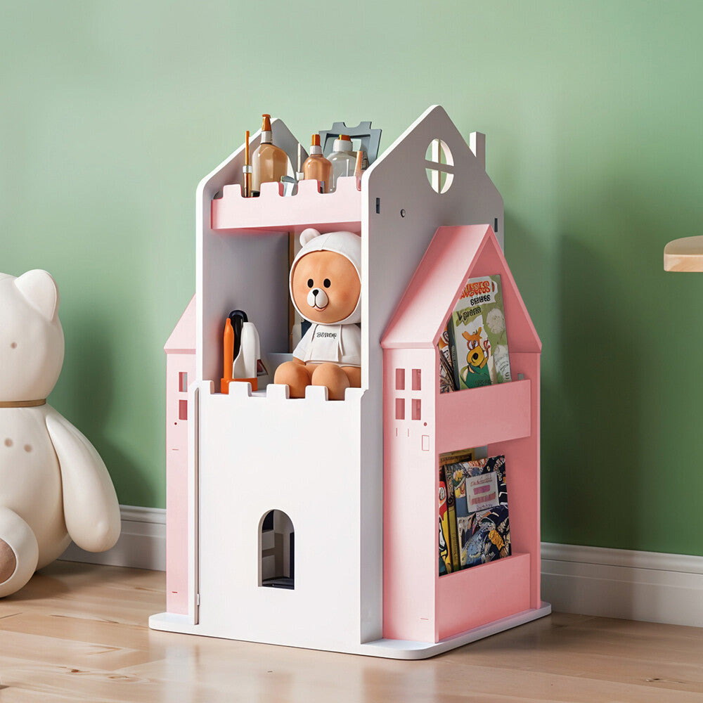 360° Rotating Kids Children Bookshelf Floor Book Shelf Rack Toy Storage Bookcase