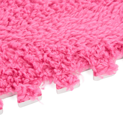24pcs Interlocking Floor Mat Plush Foam Carpet Tiles Fluffy Square Area Carpets