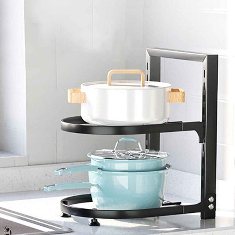 2/3/4 Tier Kitchen Pot Pan Saucepan Storage Rack Holder Organiser Stand Shelf UK