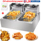 20L 5000W Commercial Electric Deep Fryer Fat Chip Twin Dual Tank Stainless Steel