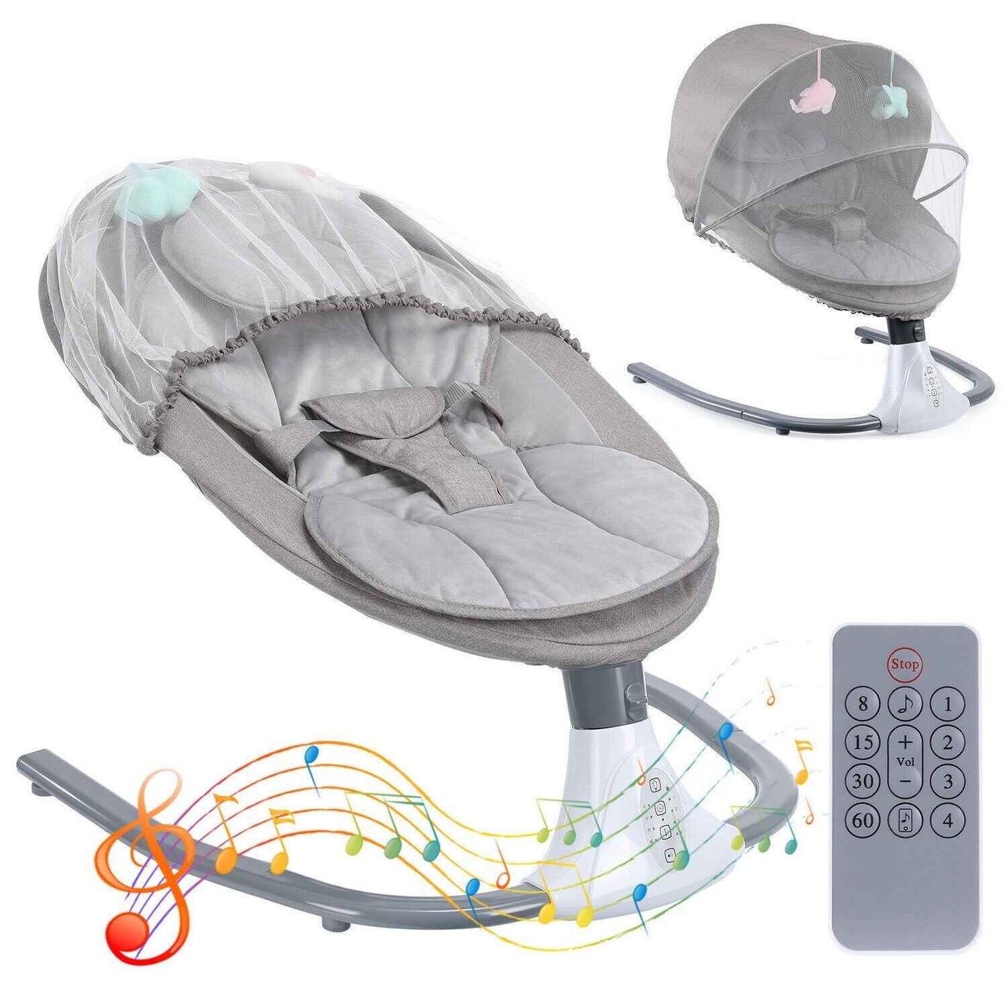OYAJIA Bluetooth Electric Baby Swing Infant Cradle Bouncer Rocker Chair w/ Yaotu