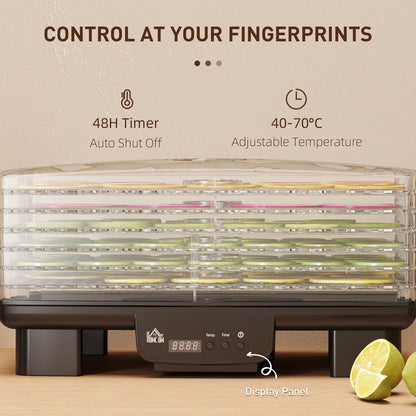 Food Dehydrator, 6 Tray Food Dryer Machine with Adjustable Temperature