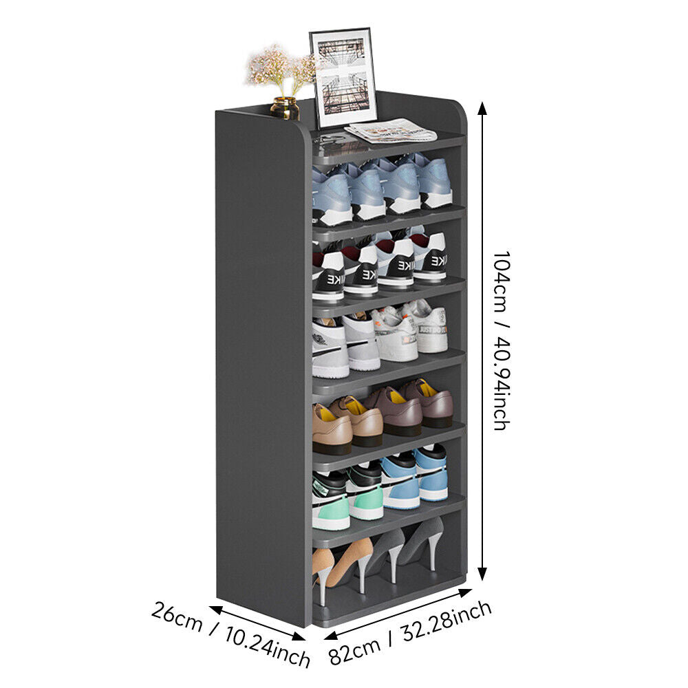 5-8 Tier Black Wooden Hallway Shoe Rack Open Shelves Shoe Cabinet Storage Unit