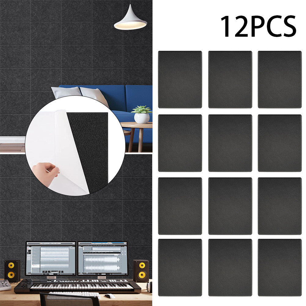 12x Self-adhesive Acoustic Wall Panel Tiles Studio Sound Proofing Insulation Pad