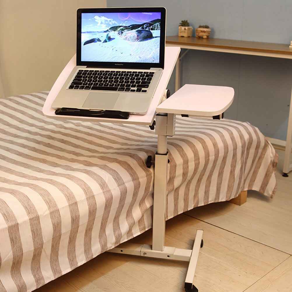 Adjustable Height Overbed Chair Dining Tray Table Mobile Tilting Tabletop Desk