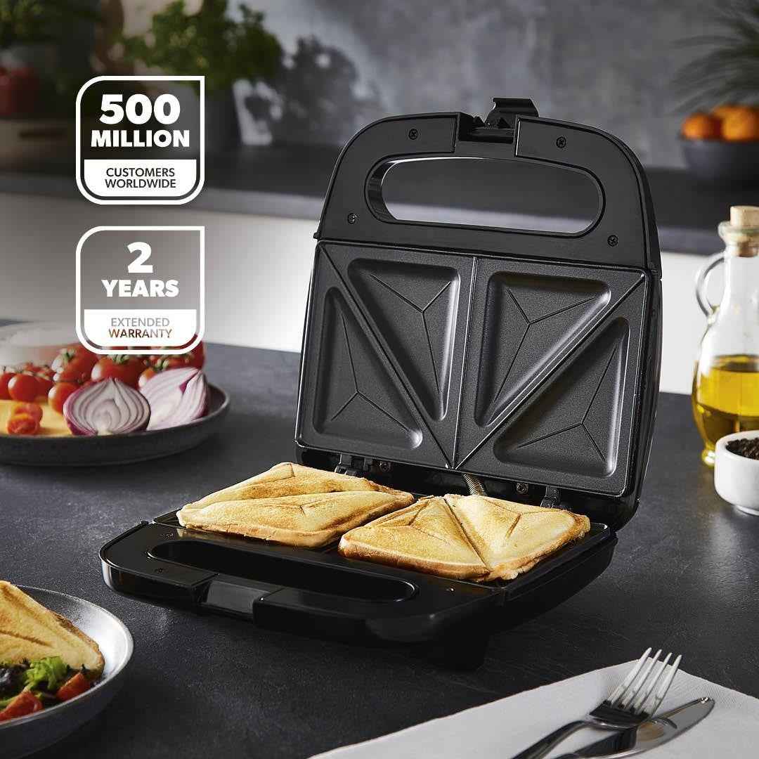 Toastie Maker 2 Slice Sandwich Toaster Non-Stick Machine Easy Clean 750W Geepas