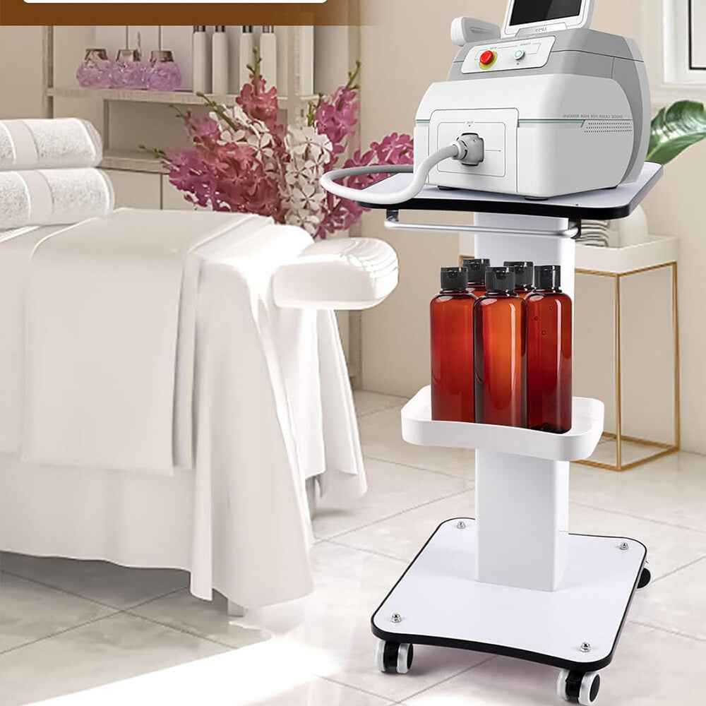 White Beauty Salon Trolley On Wheels SPA Machine Storage Rolling Trolley Cart K