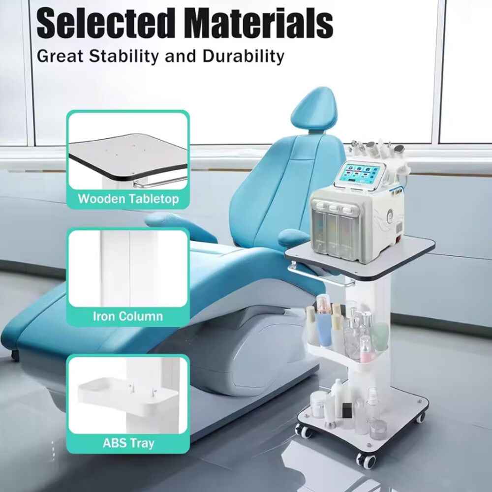 White Beauty Salon Trolley On Wheels SPA Machine Storage Rolling Trolley Cart K