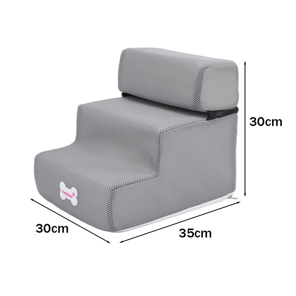 3/4/5 Steps Dog Stairs Pet For Bed Sofa Cats Ladder Ramp With Removable Cover UK