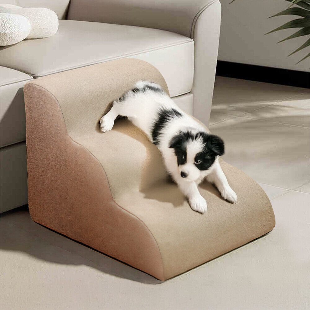 3/4/5 Steps Dog Stairs Pet For Bed Sofa Cats Ladder Ramp With Removable Cover UK