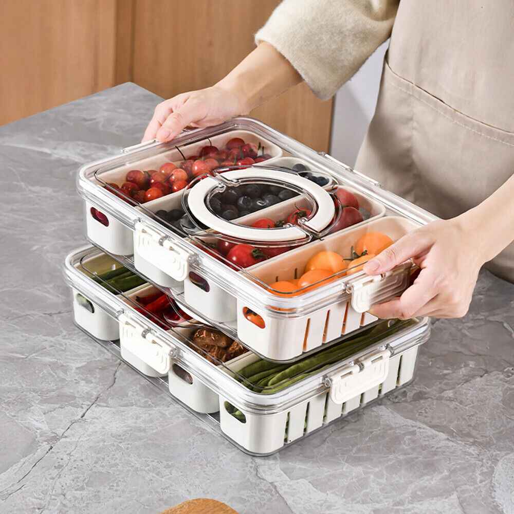 Fridge Box Holder Kitchen Cupboard Organiser Food Storage Dividers Container Lid