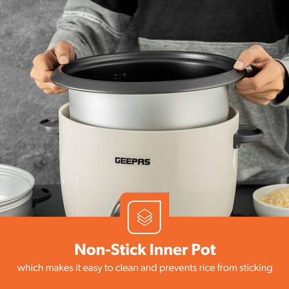GEEPAS Electric Rice Cooker Steamer Pot 3 in 1 Cooking Non Stick Keep Warm